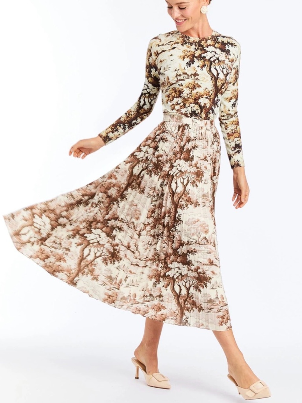 Mestiza New York Daniella Midi Skirt in Chestnut Toile 2 $325 - Picture 2 of 7